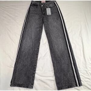 Revice Jeans Size 26 Faded Black Side Stripe Oversized Wide Leg Denim NWT NEW